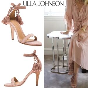 Ulla Johnson Dani Tassel Heels Rose Suede